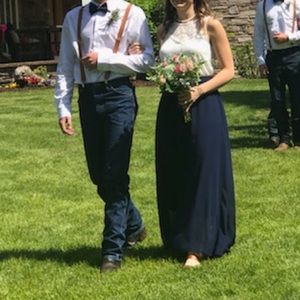 Bridesmaids Navy & white skirt & shirt outfit set